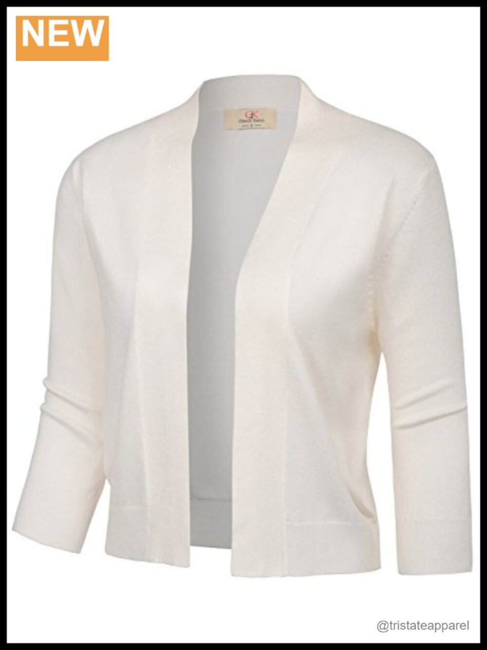 Lightweight Knit Cropped Cardigan 3/4 Sleeve Open Front Bolero Shrug